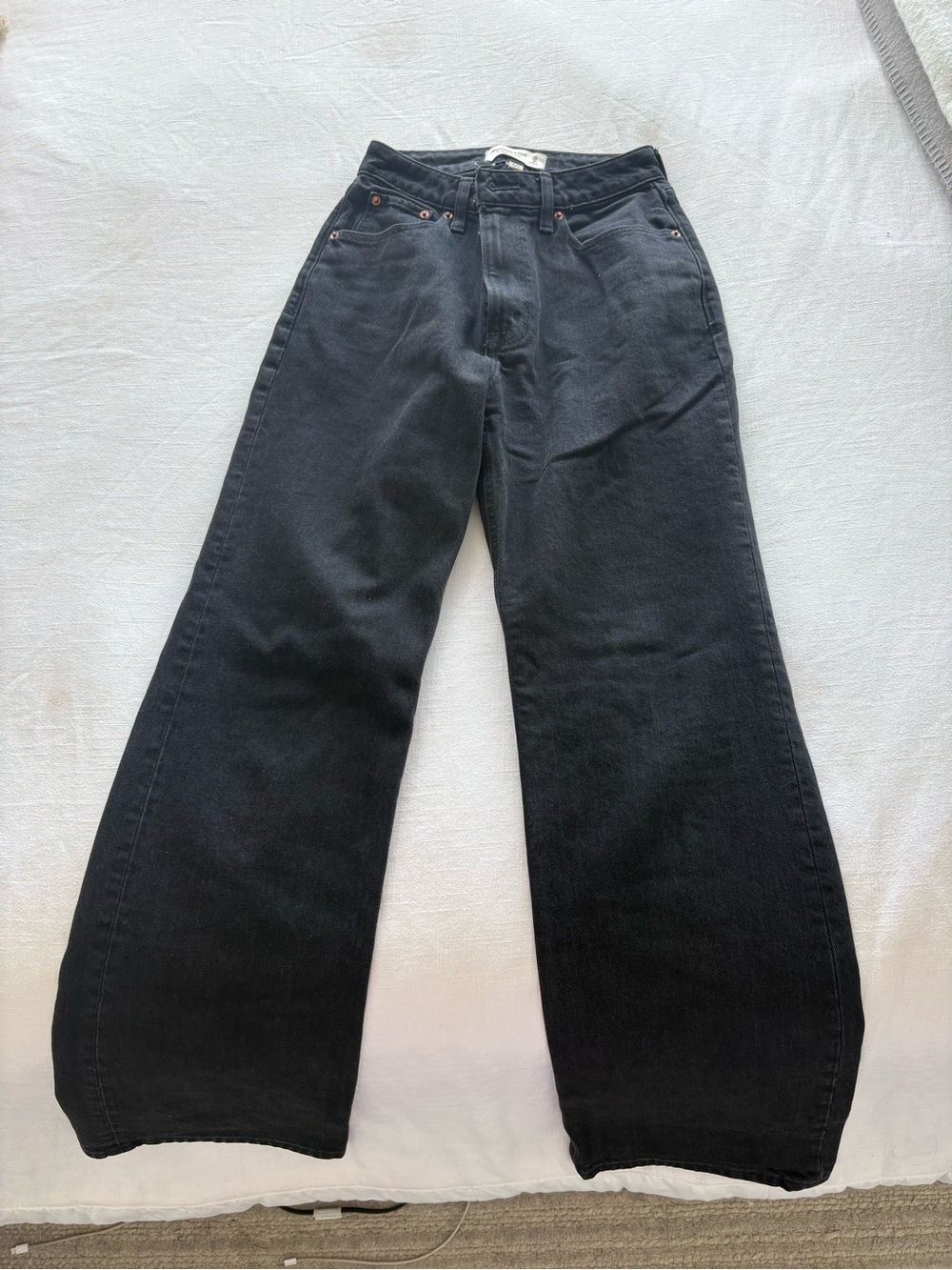 Classic Abercrombie curve love Black Wide-Leg Women's Jeans